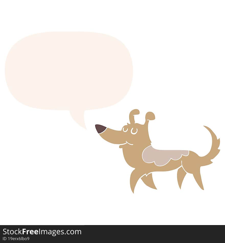 Cartoon Dog And Speech Bubble In Retro Style