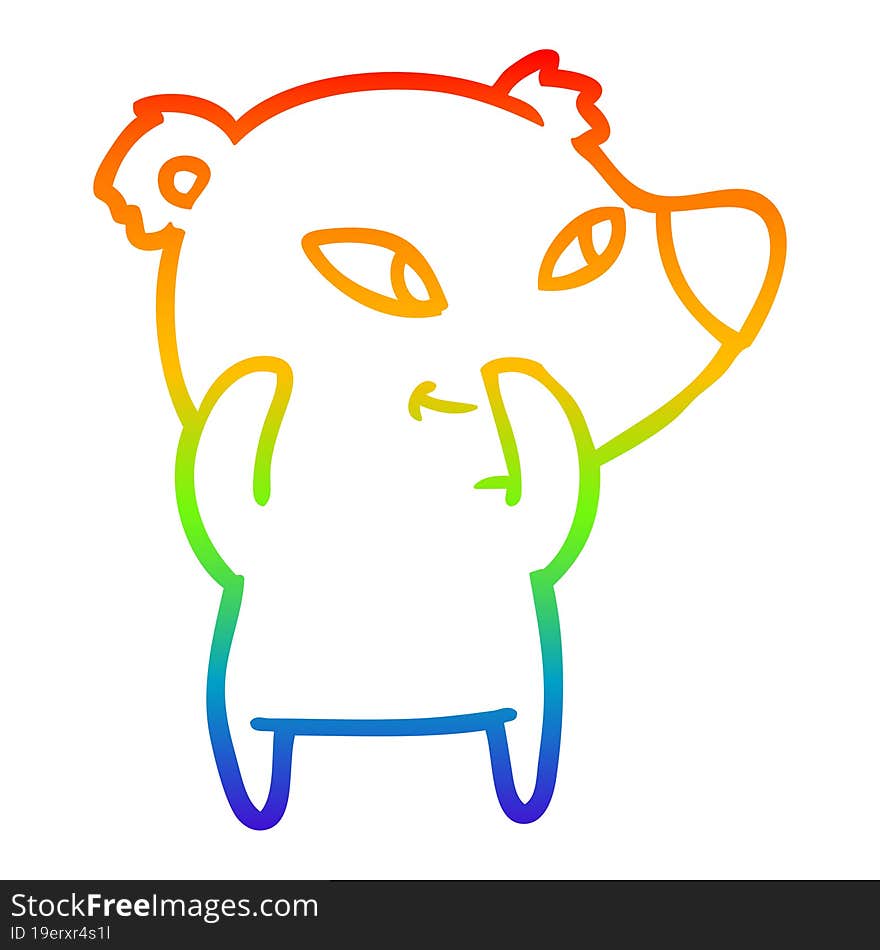 rainbow gradient line drawing cute cartoon bear