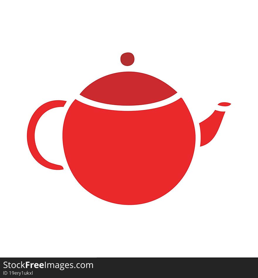 flat color retro cartoon red tea pot