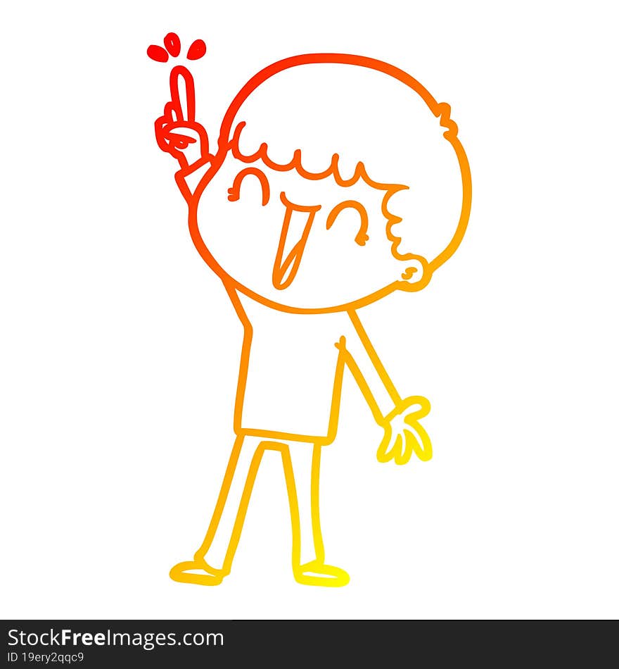 warm gradient line drawing cartoon man with great idea