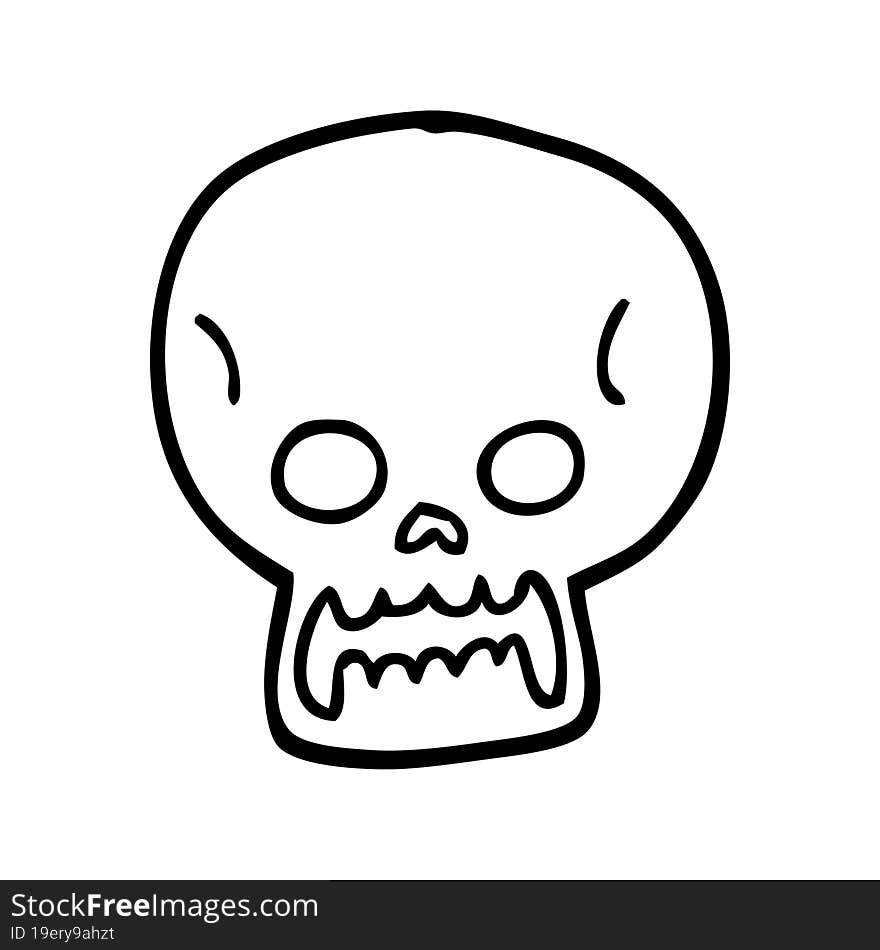 line drawing cartoon halloween skull