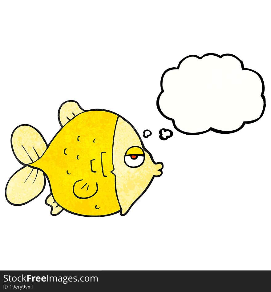 Thought Bubble Textured Cartoon Funny Fish