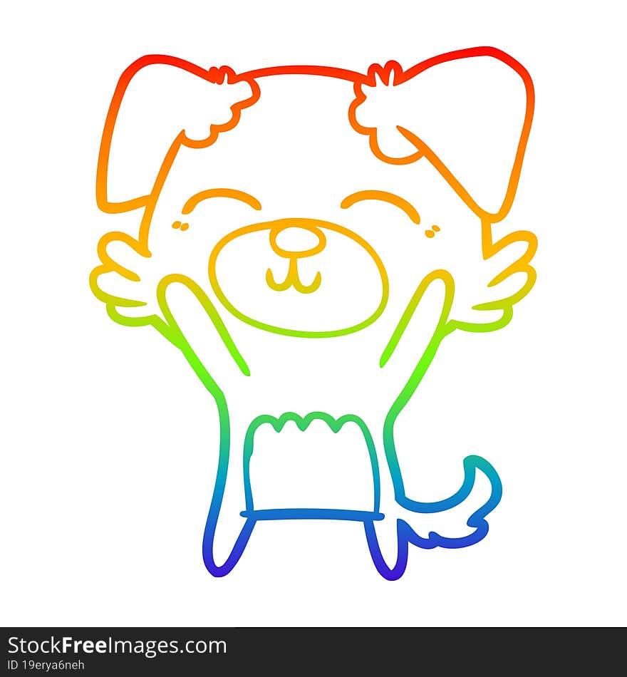 rainbow gradient line drawing of a cartoon dog