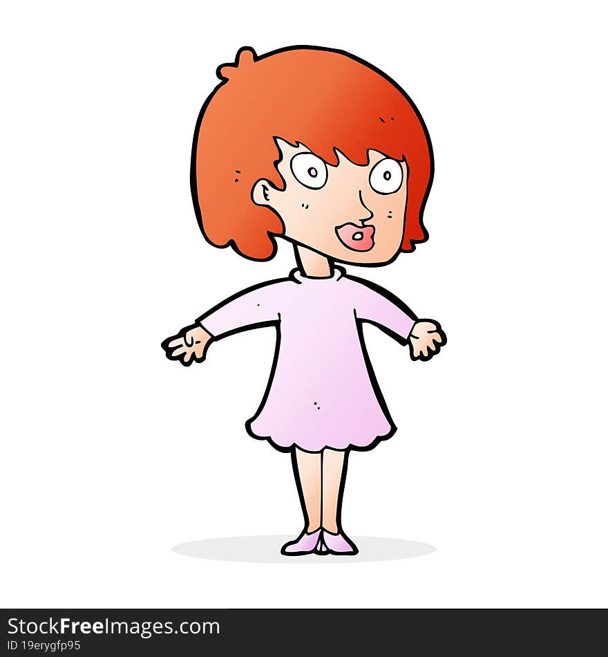 cartoon woman wearing dress