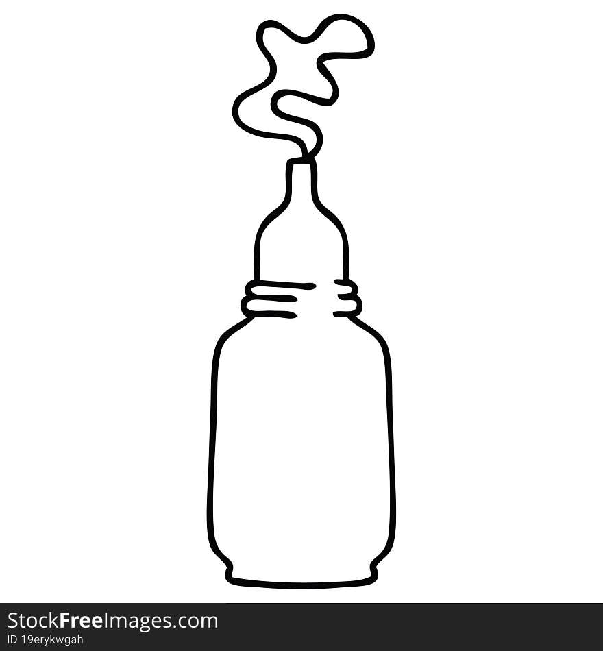 quirky line drawing cartoon glass bottled potion