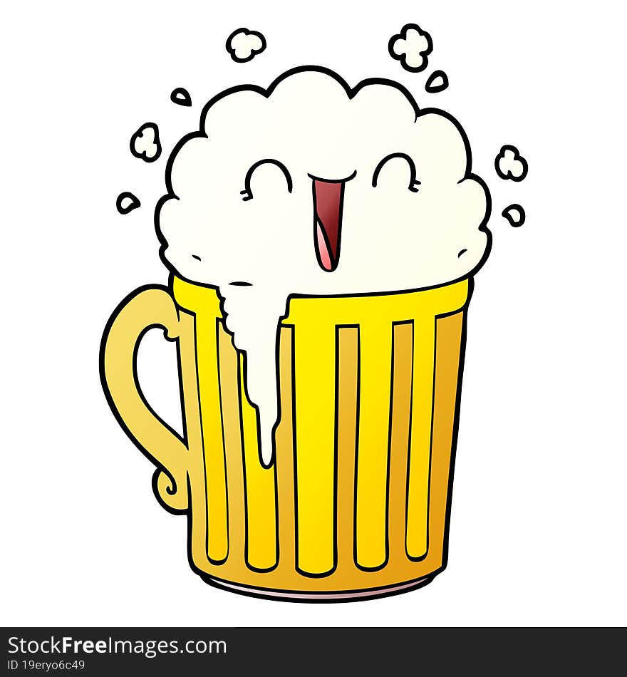 happy cartoon mug of beer. happy cartoon mug of beer