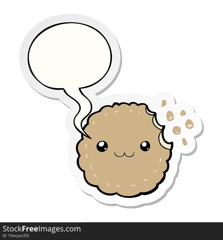 cartoon biscuit and speech bubble sticker