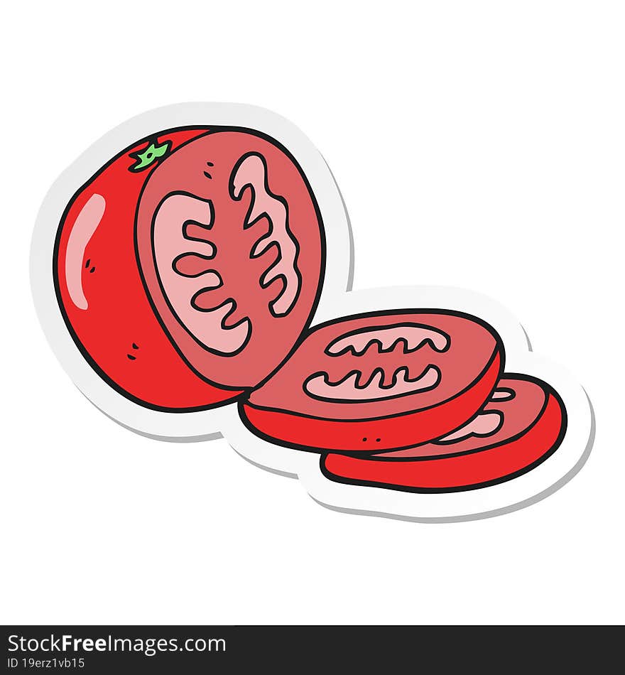 sticker of a cartoon sliced tomato