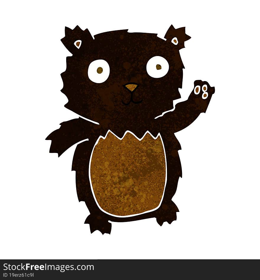 cartoon waving black bear cub