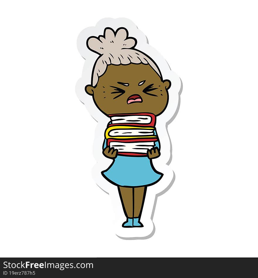 sticker of a cartoon angry woman