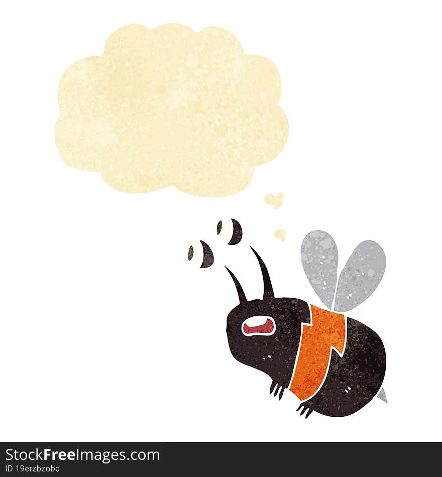 cartoon frightened bee with thought bubble