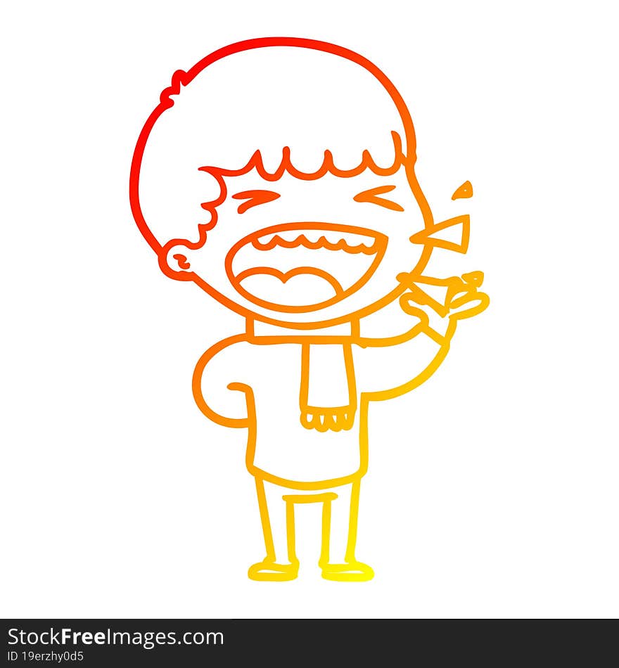 warm gradient line drawing cartoon laughing man