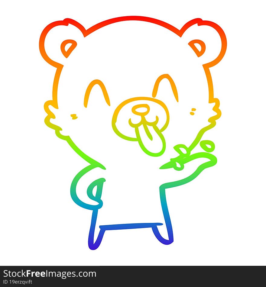 rainbow gradient line drawing rude cartoon bear