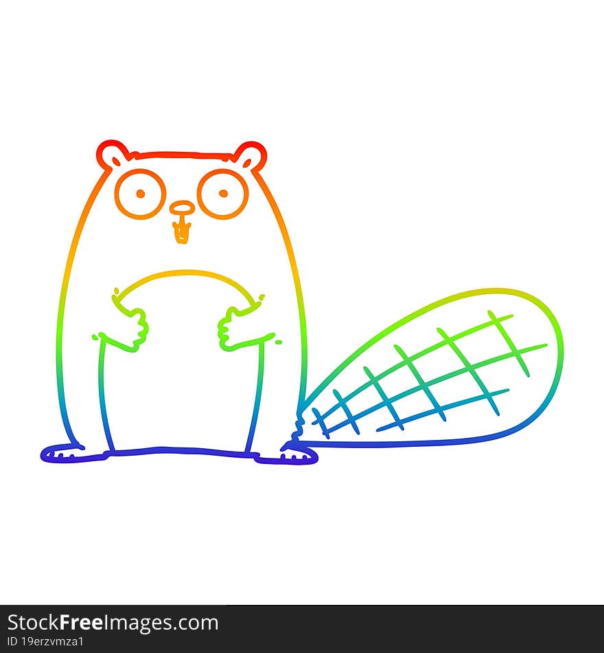 rainbow gradient line drawing cartoon beaver