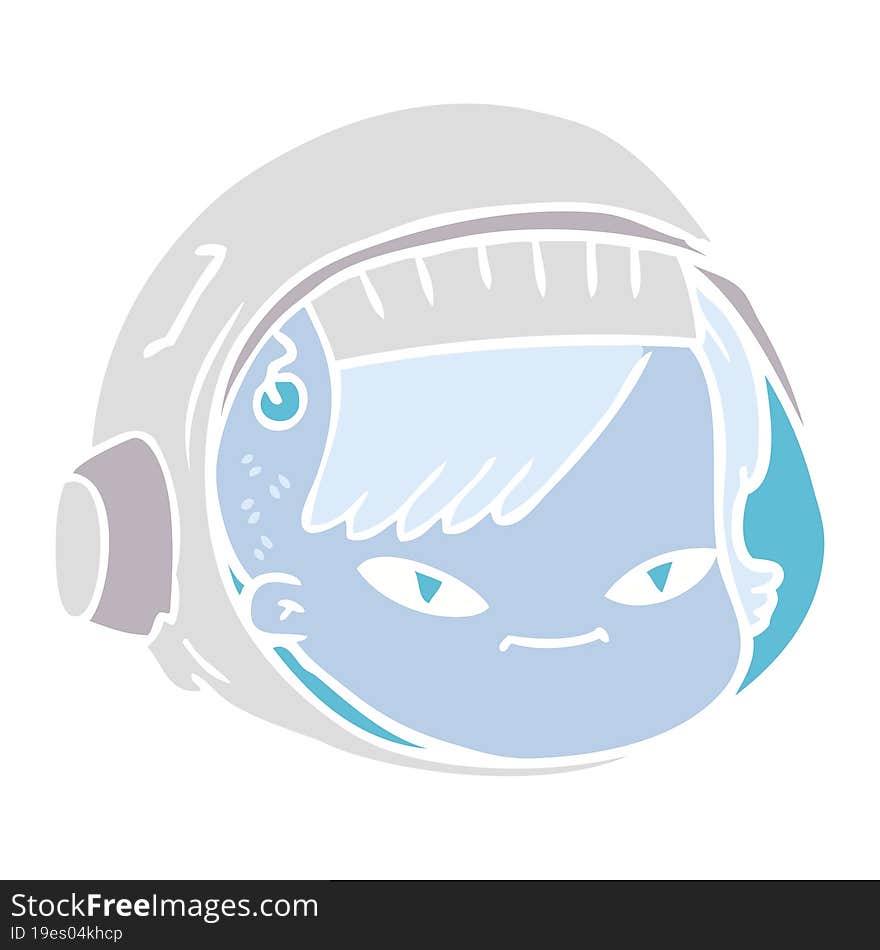 Flat Color Style Cartoon Astronaut Face