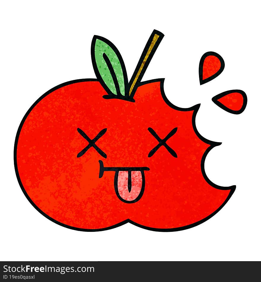 retro grunge texture cartoon red apple