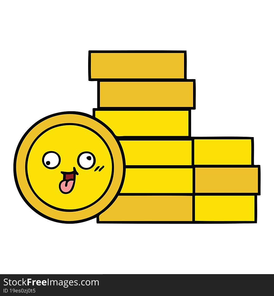 cute cartoon of a coins. cute cartoon of a coins