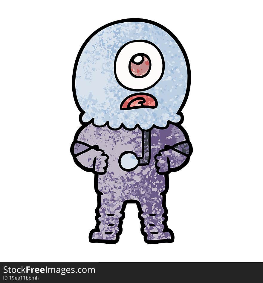 cartoon cyclops alien spaceman. cartoon cyclops alien spaceman