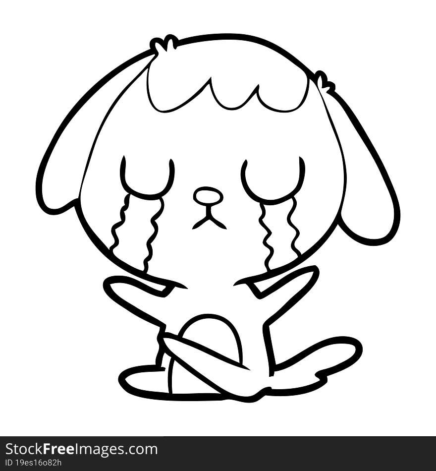 cute cartoon dog crying. cute cartoon dog crying