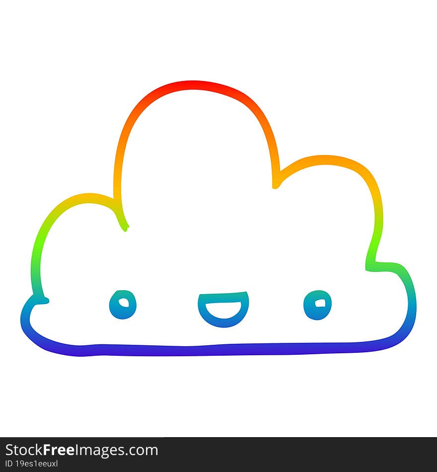 rainbow gradient line drawing cartoon tiny happy cloud