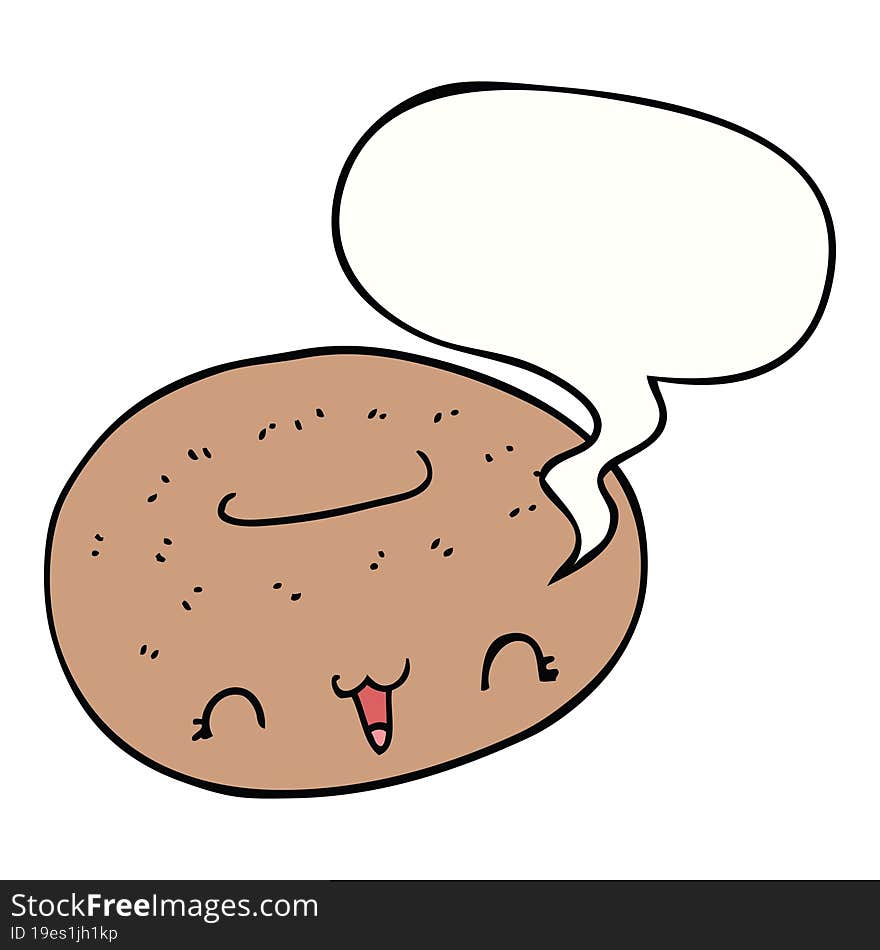 Cute Cartoon Donut And Speech Bubble