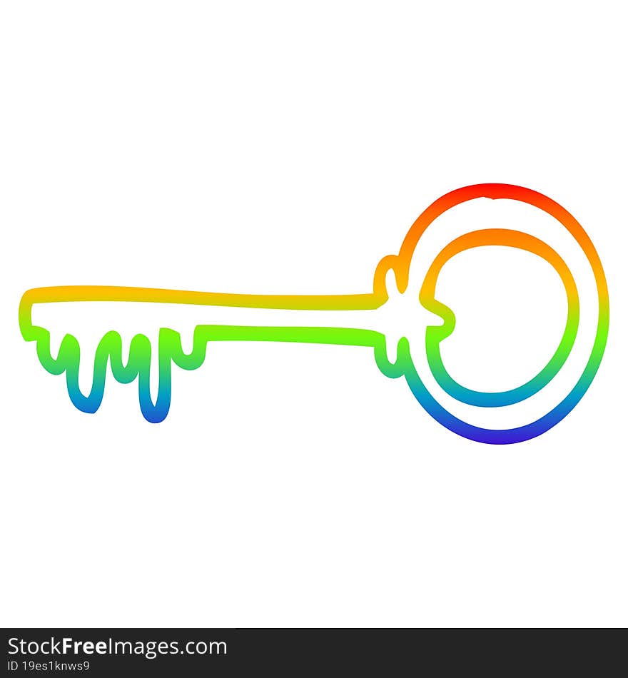 rainbow gradient line drawing cartoon old key