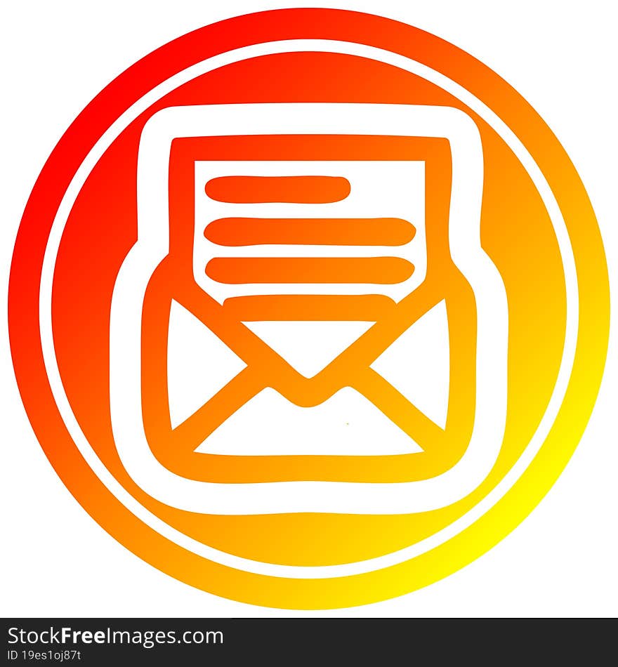 envelope letter circular icon with warm gradient finish. envelope letter circular icon with warm gradient finish