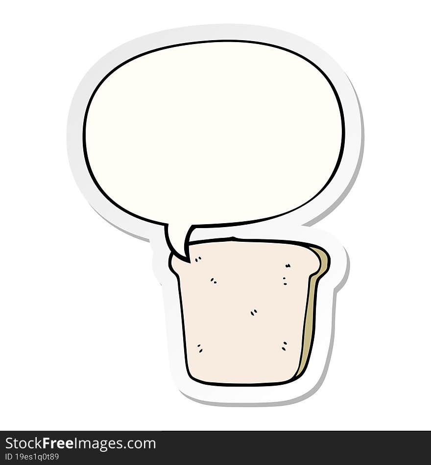 cartoon slice of bread and speech bubble sticker