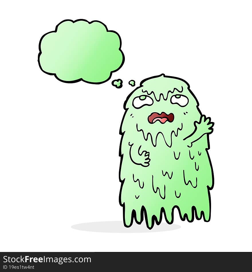 gross cartoon ghost with thought bubble