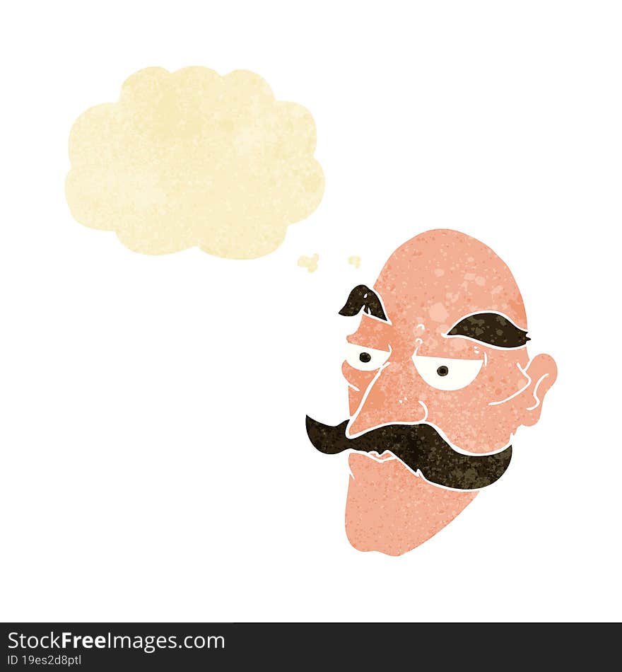 cartoon old man face with thought bubble