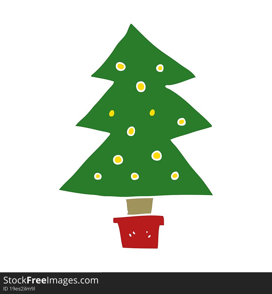 flat color style cartoon christmas tree