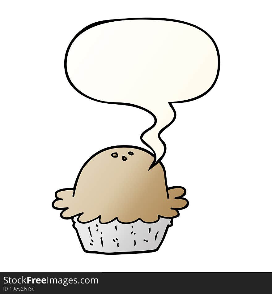 cartoon pie and speech bubble in smooth gradient style