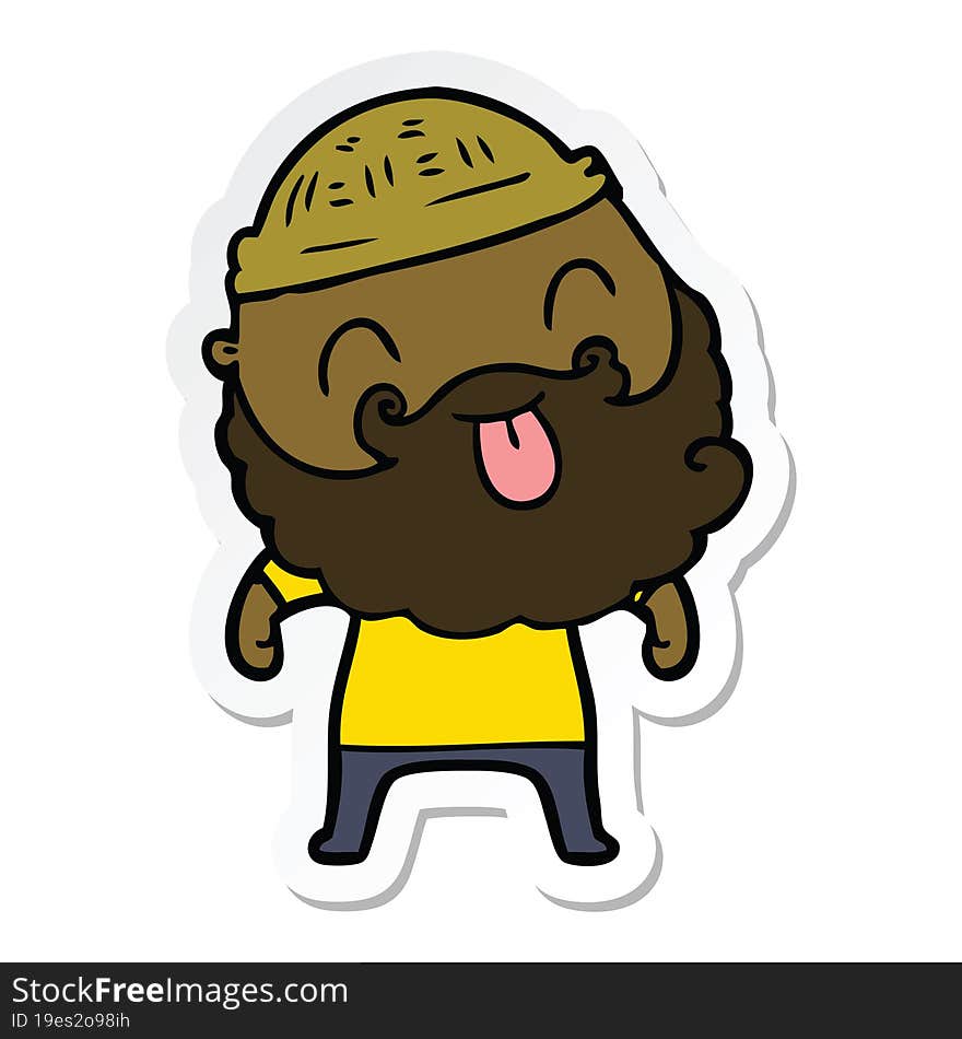 sticker of a man with beard sticking out tongue