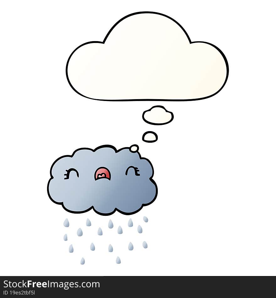 cute cartoon cloud and thought bubble in smooth gradient style