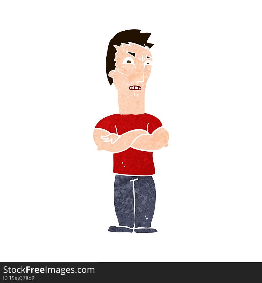 cartoon annoyed man with folded arms