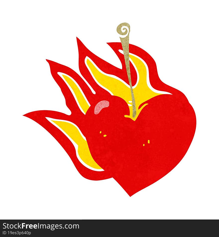 cartoon flaming heart cherry