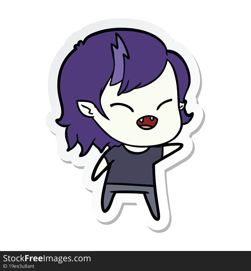 Sticker Of A Cartoon Laughing Vampire Girl