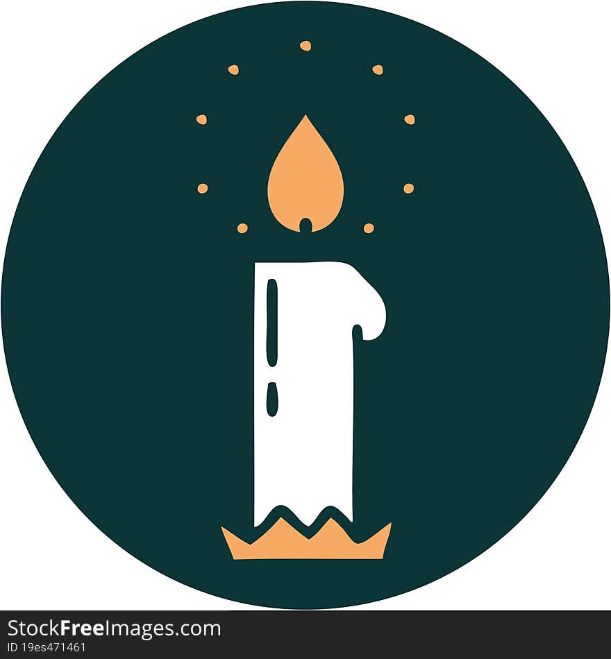 tattoo style icon of a candle