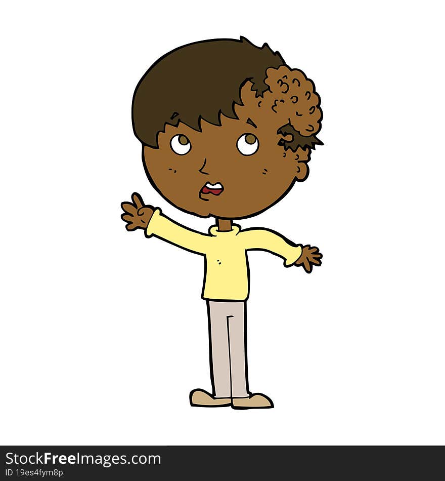 cartoon boy with growth on head