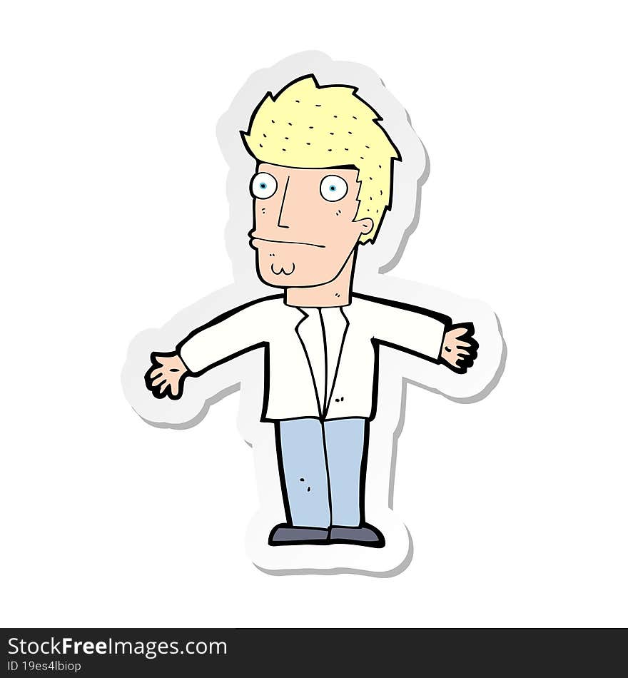 sticker of a cartoon confused man