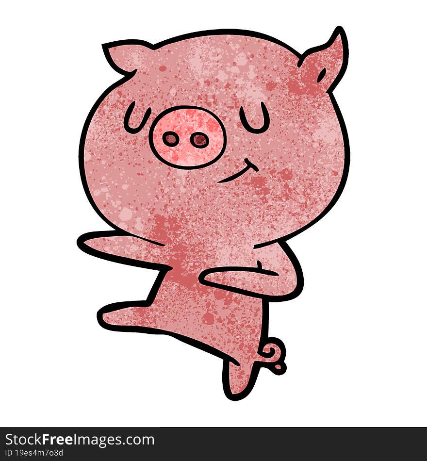 happy cartoon pig dancing. happy cartoon pig dancing