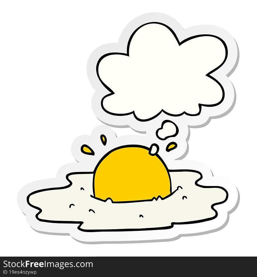 cartoon fried egg with thought bubble as a printed sticker