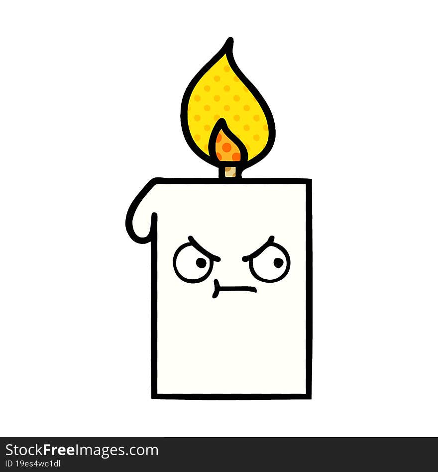 comic book style cartoon of a lit candle