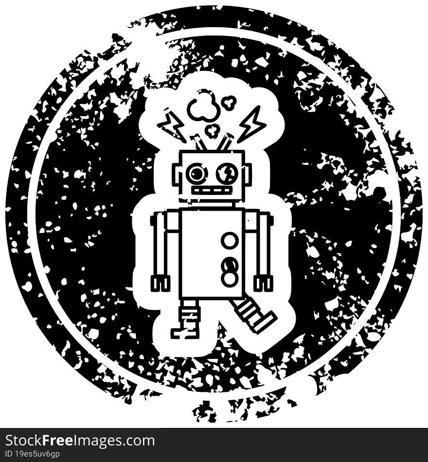 malfunctioning robot distressed icon