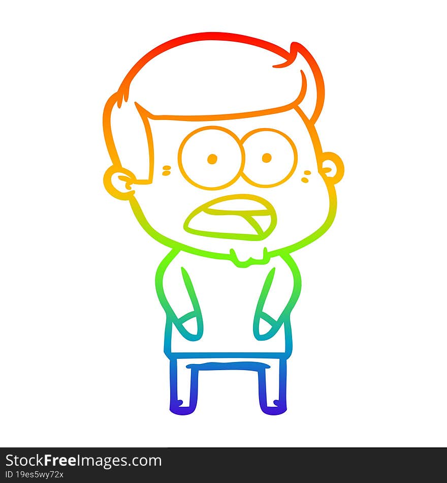 rainbow gradient line drawing cartoon shocked man