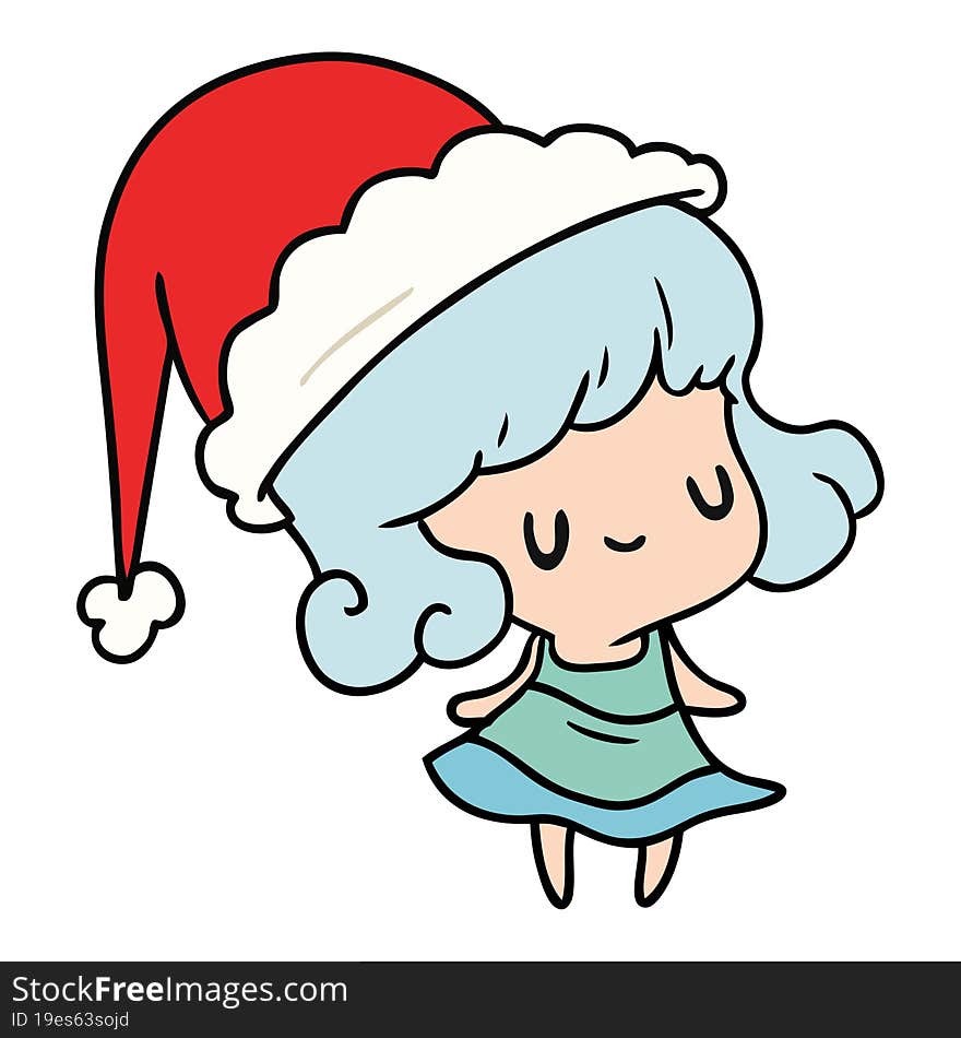 hand drawn christmas cartoon of kawaii girl