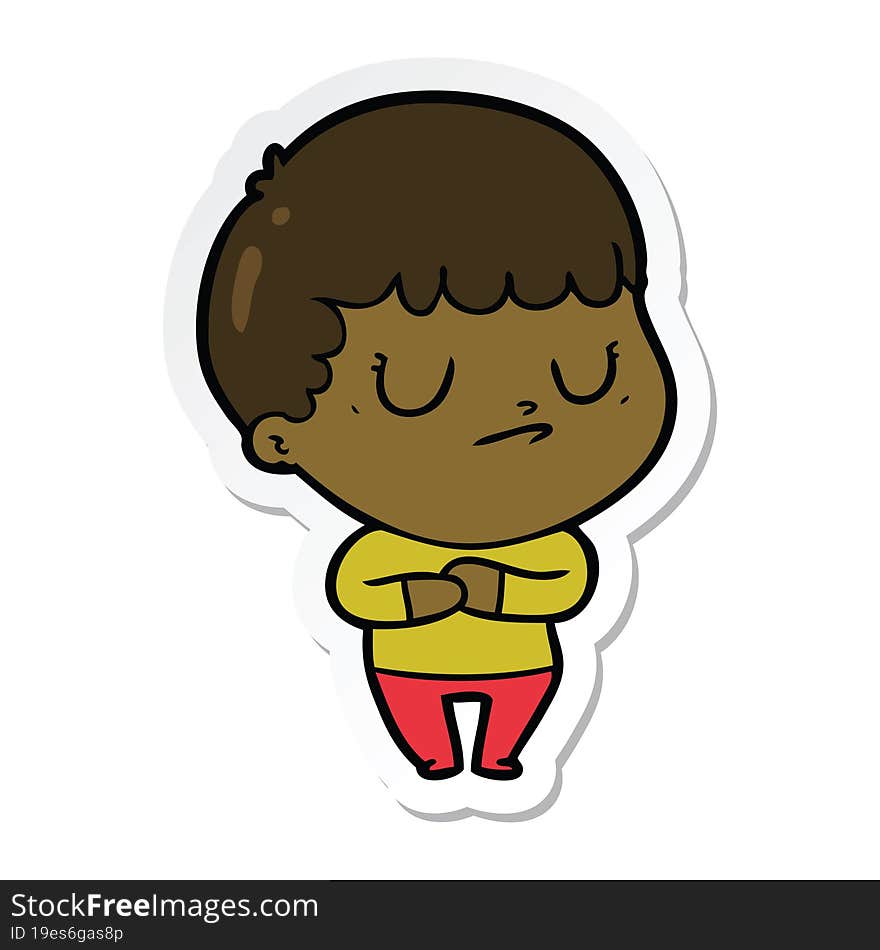 sticker of a cartoon grumpy boy