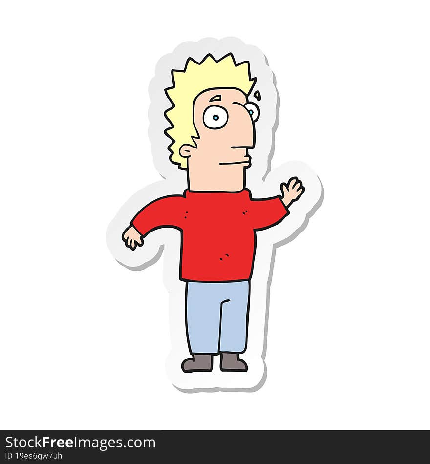 Sticker Of A Cartoon Man Waving