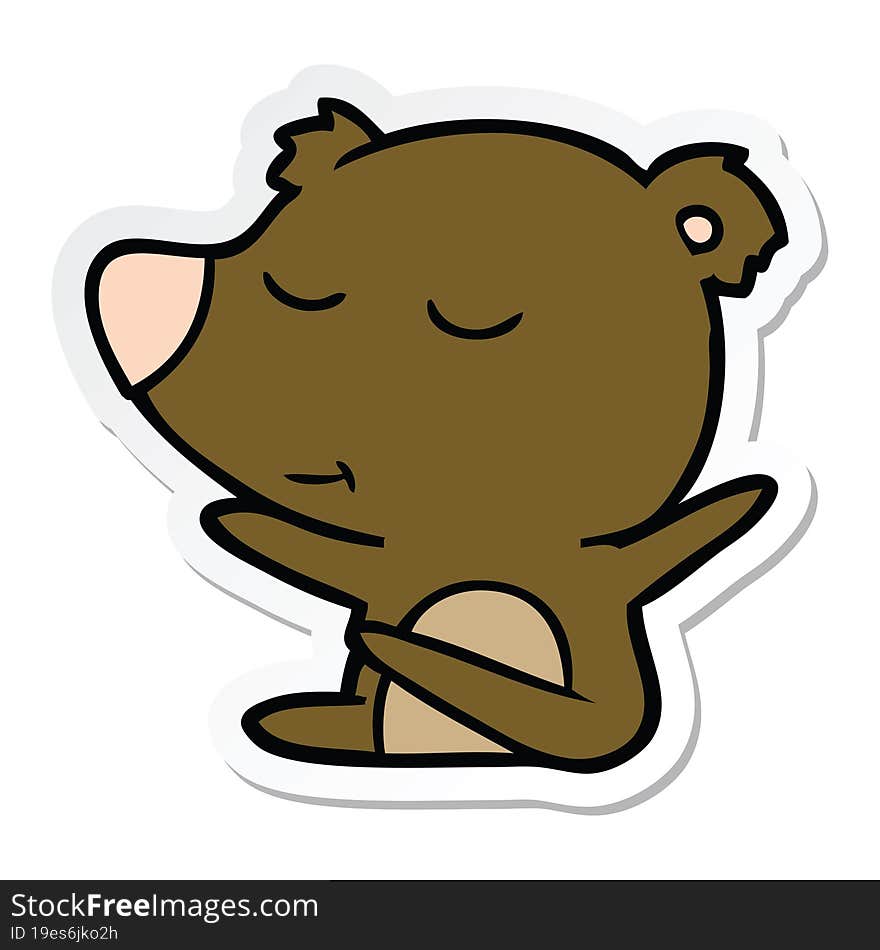 Sticker Of A Happy Cartoon Bear