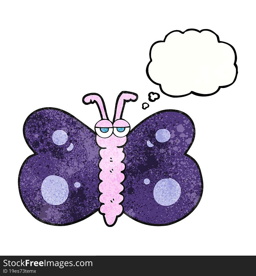 thought bubble textured cartoon butterfly